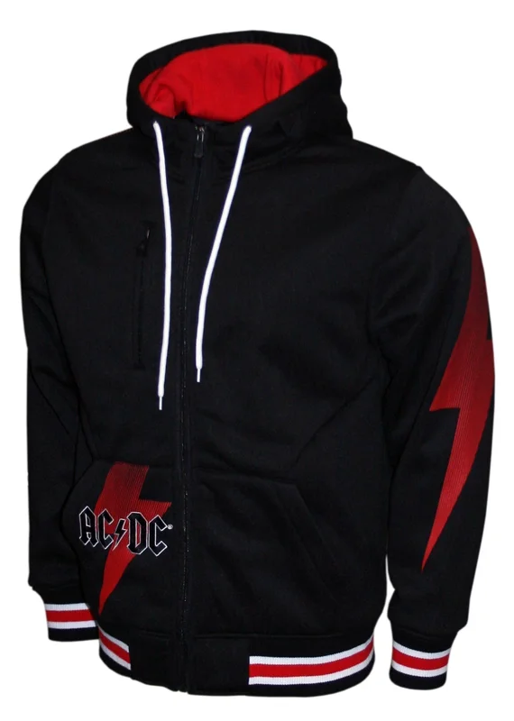 ACDC BOLT BLACK DOUBLE KNIT HOODIE BLACK
