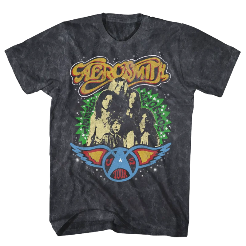 AEROSMITH SWEET EMOTION US TOUR BLACK MINERAL WASH T-SHIRT BLACK
