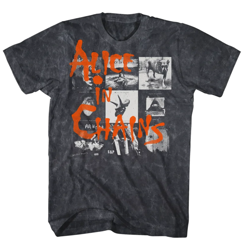 ALICE IN CHAINS ALBUM COVERS BLACK MINERAL WASH T-SHIRT BLACK MINERAL