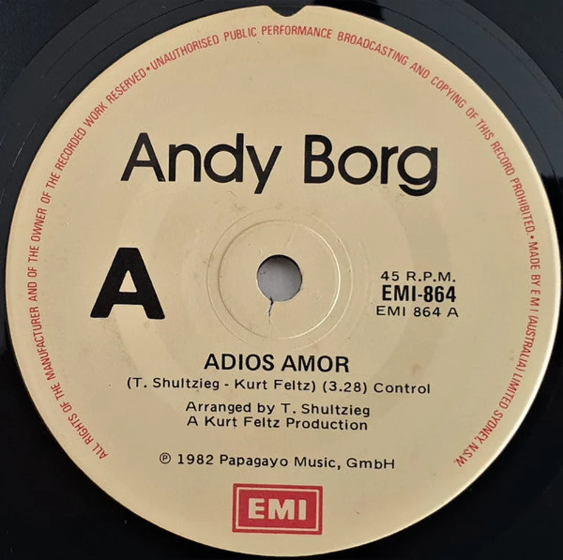 Andy Borg - Adios Amor (7", Single) (Very Good Plus (VG+))