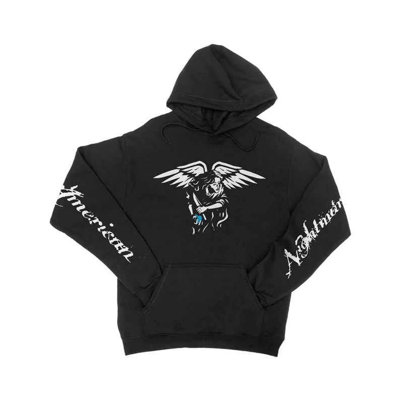 Angel Blue Heart Black Pullover
