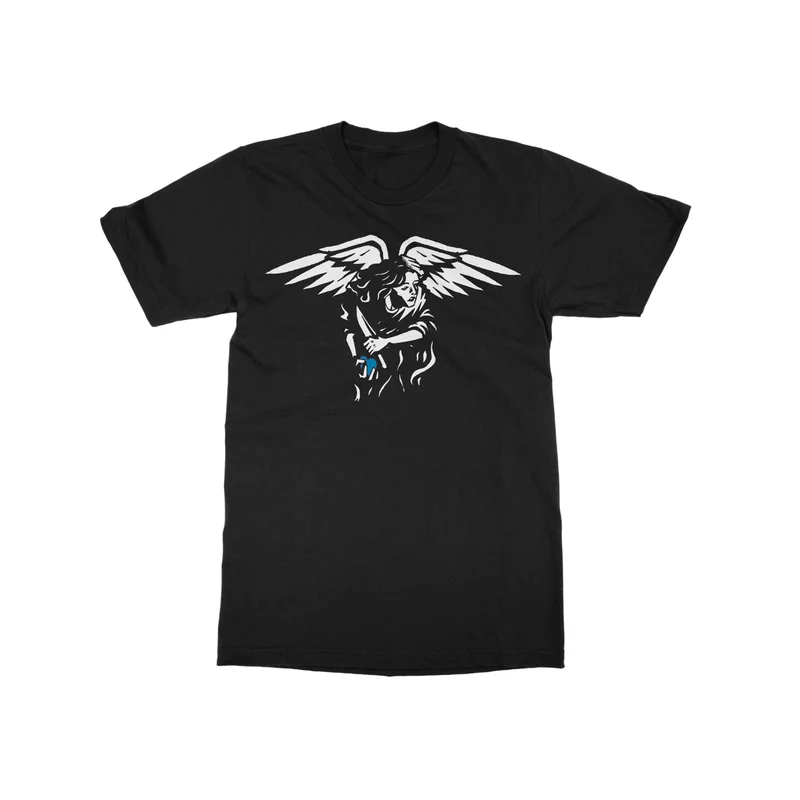 Angel Blue Heart Black T-Shirt