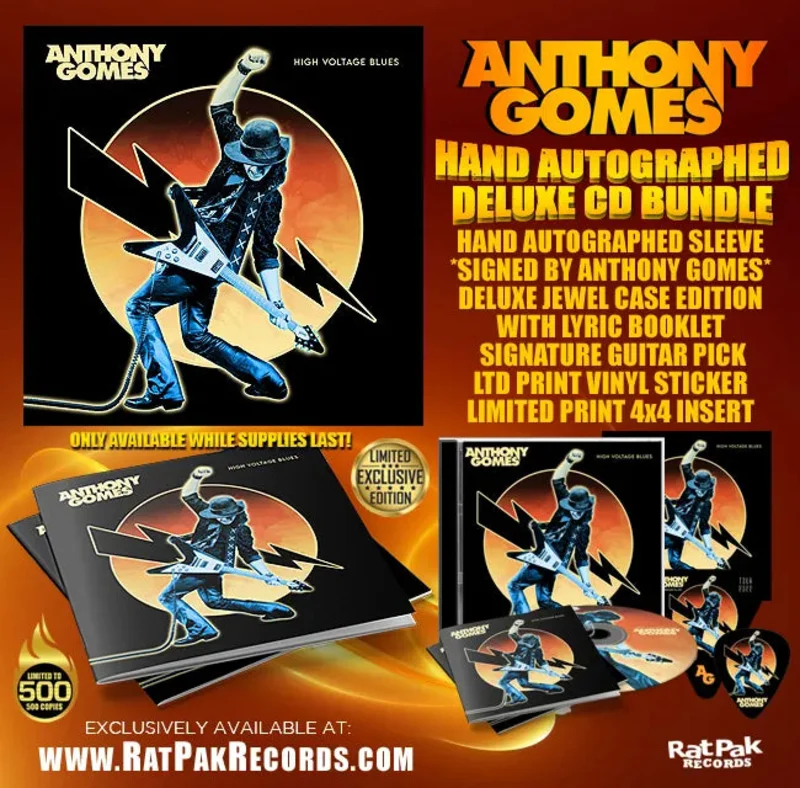 Anthony Gomes "High Voltage Blues" Autographed CD Bundle