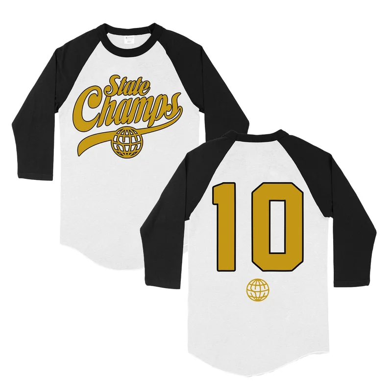 Around The World And Back 10 Yr White/Black - Baseball Tee