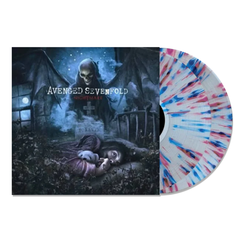 AVENGED SEVENFOLD 'NIGHTMARE' LIMITED-EDITION CLEAR WITH PURPLE, BLUE, & RED SPLATTER 2LP  ONLY 500 MADE