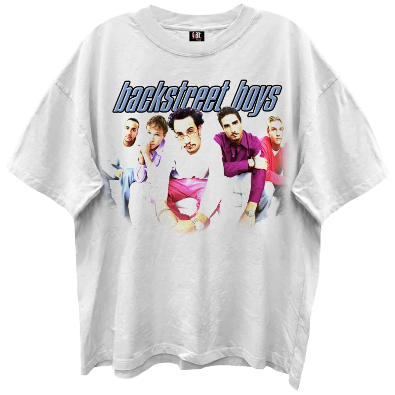 BACKSTREET BOYS I WANT IT THAT WAY BLANC WHITE ENZYME WASH T-SHIRT/GIANT VINTAGE T-SHIRT WHITE
