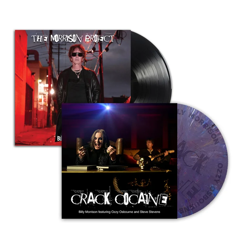 BILLY MORRISON, OZZY OSBOURNE, & STEVE STEVENS 'CRACK COCAINE' 12" (Limited Edition  Purple Blue Recycle Mix w/ Etched B-Side) + BILLY MORRISON 'THE MORRISON PROJECT' LP