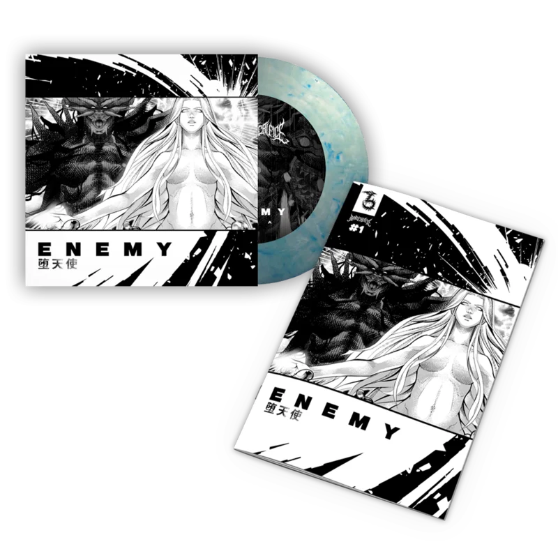 BRAND OF SACRIFICE ENEMY 7" + COMIC BOOK (Limited Edition  Only 150 Made, Blue & White Crystal Vinyl)