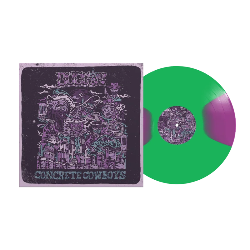 BUGGIN CONCRETE COWBOWS LP (Limited Edition  Only 100 made, Transparent Green & Neon Violet Moon Phase Vinyl)