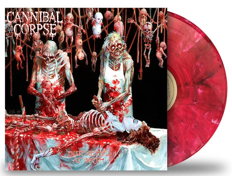 CANNIBAL CORPSE 'BUTCHERED AT BIRTH' LP (Limited Edition  Only 500 made, Translucent Red w/ Black & White Swirl Vinyl)