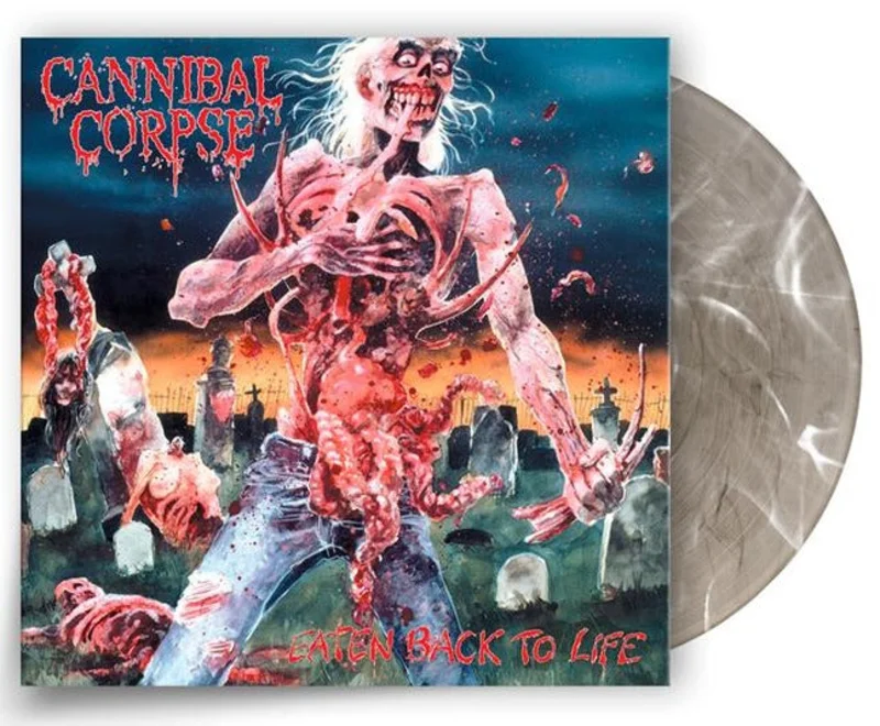 CANNIBAL CORPSE 'EATEN BACK TO LIFE' LIMITED EDITION SMOKY CLEAR WITH WHITE SWIRL LP  ONLY 500 MADE