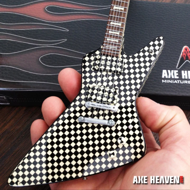 CHEAP TRICK - RICK NIELSEN - CHECKERED EXP MINI GUITAR