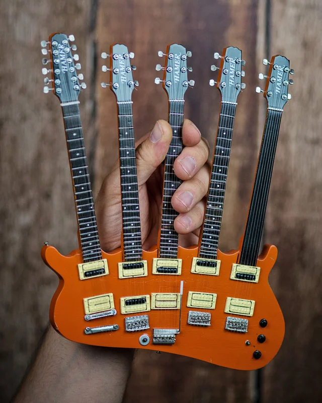 CHEAP TRICK - RICK NIELSEN - FIVE NECK ORANGE MONSTER MINI GUITAR
