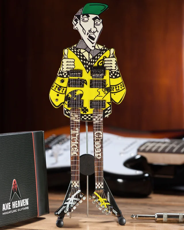CHEAP TRICK - RICK NIELSEN - LICENSED UNCLE DICK DOUBLENECK MINI GUITAR REPLICA