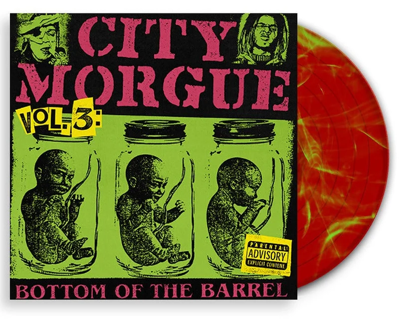 CITY MORGUE VOL. 3 BOTTOM OF THE BARREL LIMITED EDITION CLEAR RED WITH LIME GREEN SWIRL LP