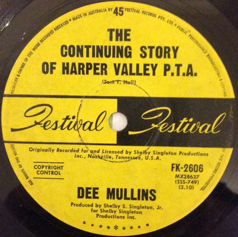 Dee Mullins - The Continuing Story Of Harper Valley P.T.A. (7") (Very Good (VG))