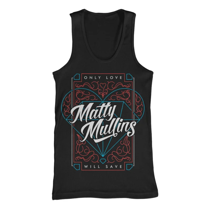 Diamond Heart Black Tank Top