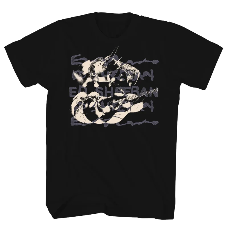 ED SHEERAN PHOTO GUITAR BLACK T-SHIRT BLACK