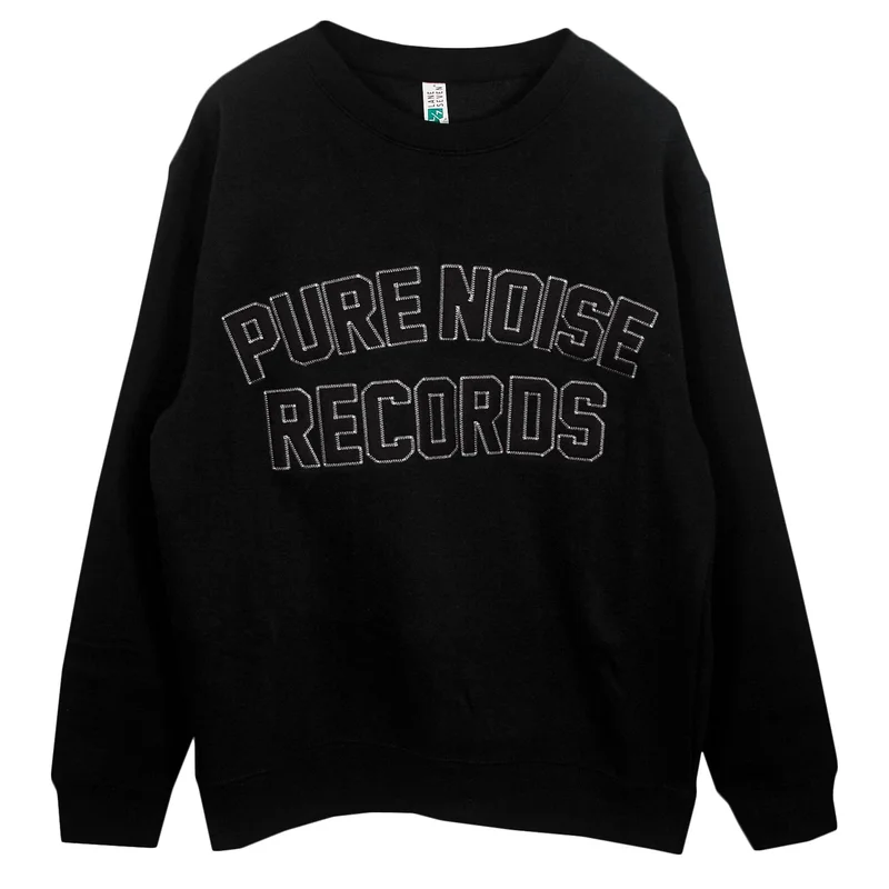 Embroidered Varsity Logo - Black Crewneck