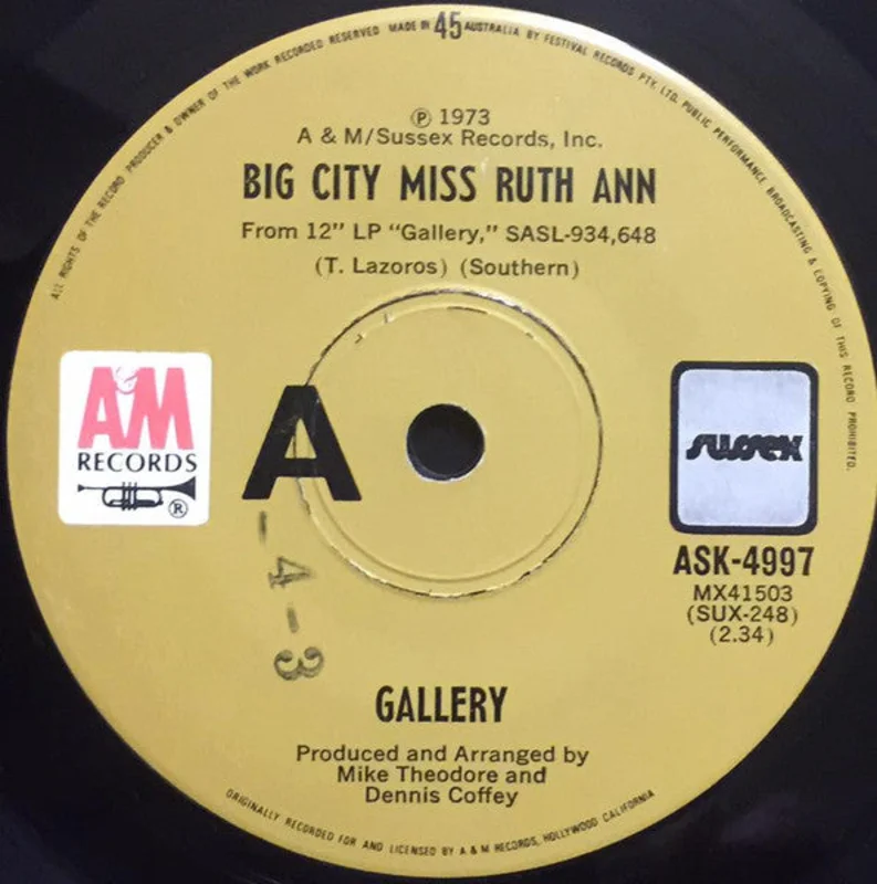Gallery  - Big City Miss Ruth Ann (7", Single) (Very Good (VG))