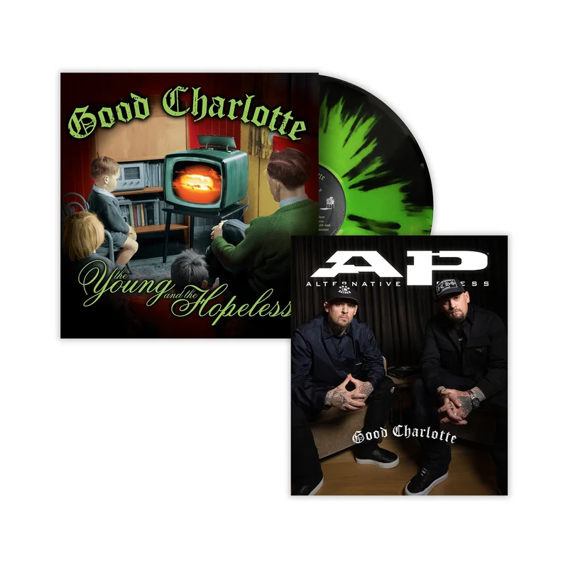 GOOD CHARLOTTE x ALTERNATIVE PRESS 2023 FALL ISSUE W/ 'THE YOUNG AND THE HOPELESS' LP (Limited Edition Only 500 made, Black w/ Lime Green Splatter Vinyl)