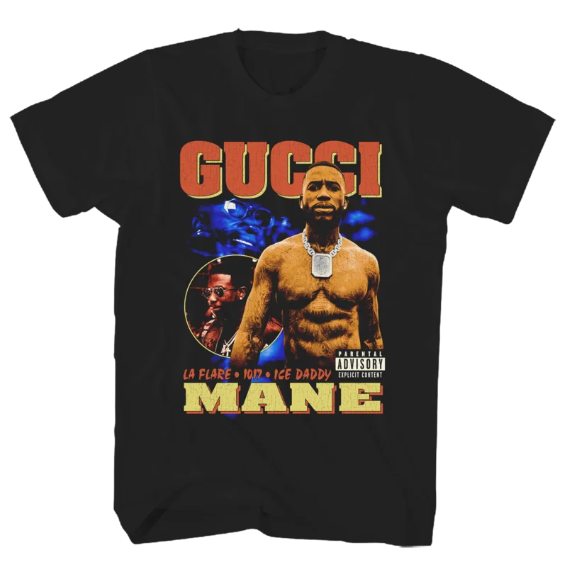 GUCCI MANE COLLAGE ARTWORK BLACK T-SHIRT BLACK