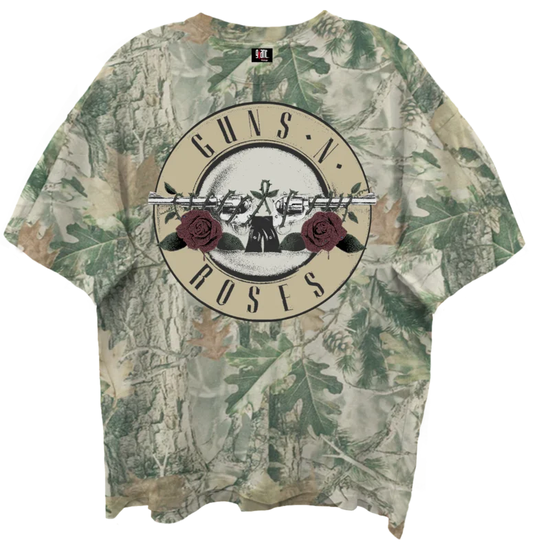 GUNS N ROSES BULLET LOGO WOODLAND CAMO T-SHIRT/GIANT VINATGE/S CAMO