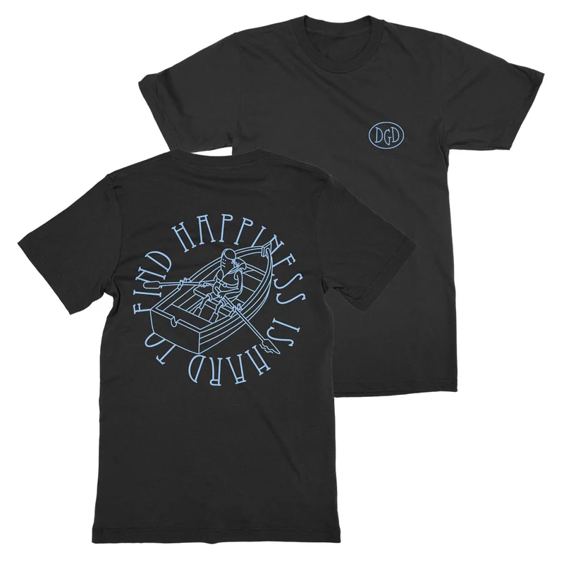 Happiness | Boat Black T-Shirt