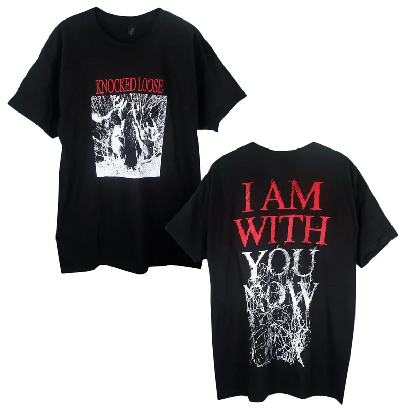 I Am With You Now Black (Red Text) - Tee