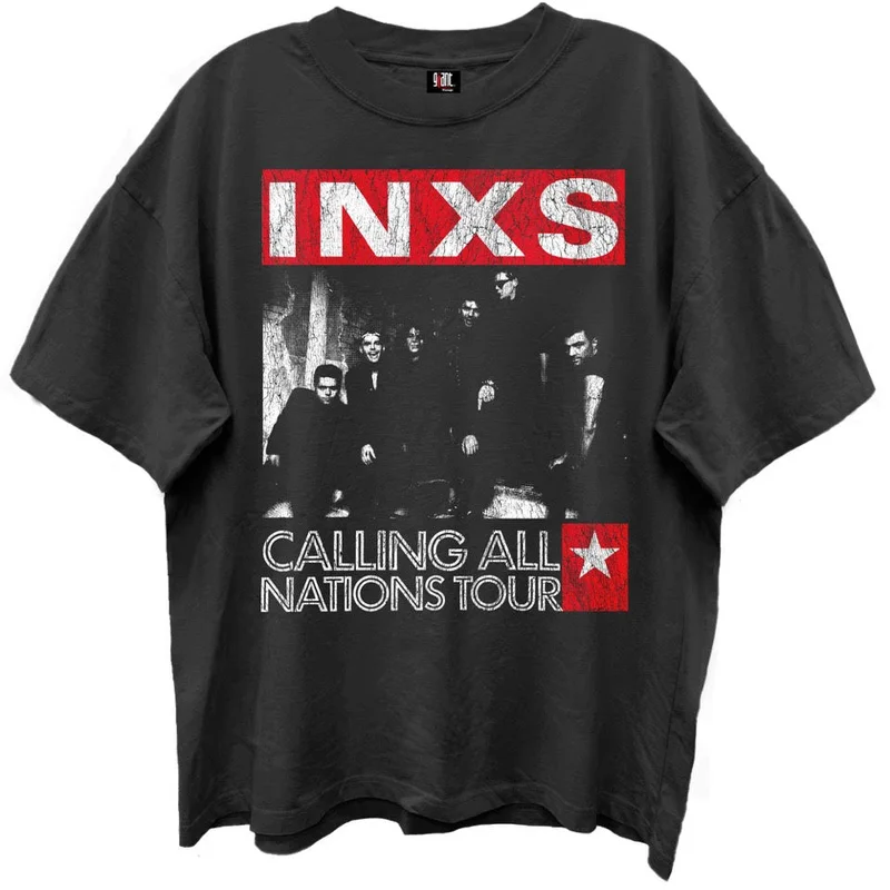 INXS CALLING ALL NATIONS TOUR FRT/BK LIMO BLACK ENZYME WASH T-SHIRT/GIANT VINTAGE BLACK