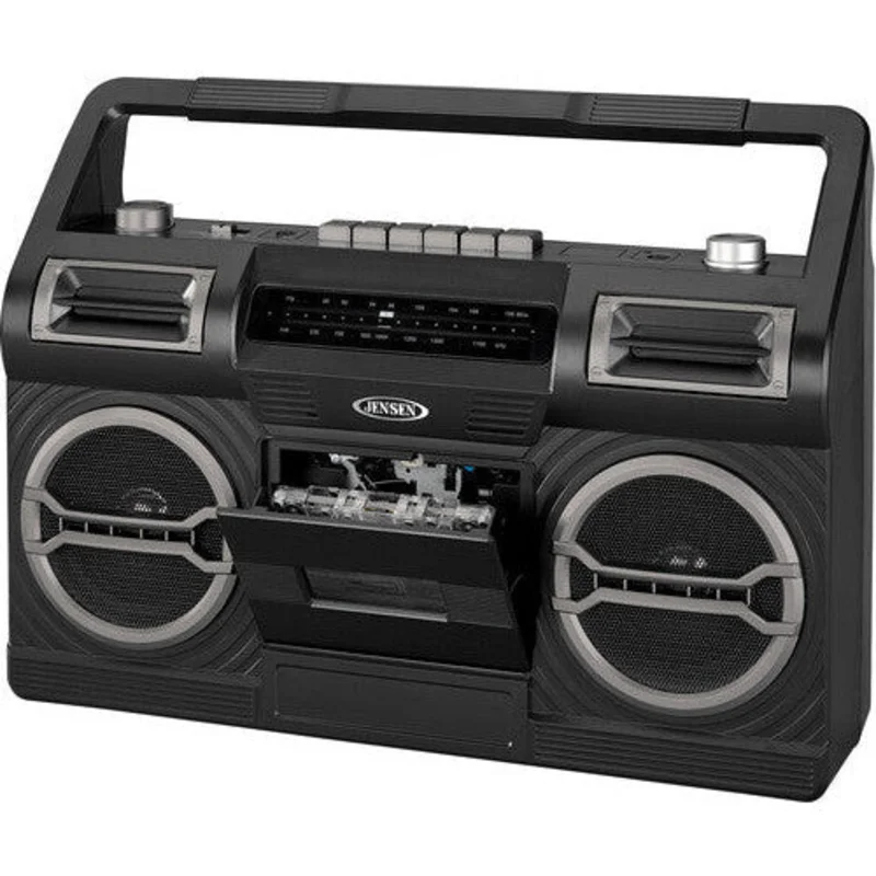 Jensen MCR-500 Portable Boombox Cassette Player/Recorder AM/FM Radio (Black)