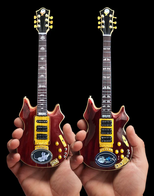 JERRY GARCIA SET OF TIGER & ROSEBUD MINIATURE GUITAR REPLICA COLLECTIBLES