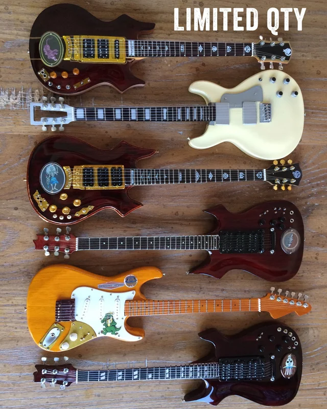 JERRY GARCIA TRIBUTE - SET OF 6 SIGNATURE MINI GUITAR REPLICA COLLECTIBLES