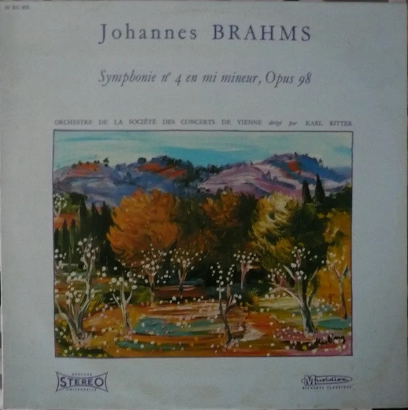 Johannes Brahms, Wiener Konzertverein Dirig Par Karl Ritter - Symphonie No 4 En Mi Mineur, Opus 98 (LP, RE) (Very Good Plus (VG+))