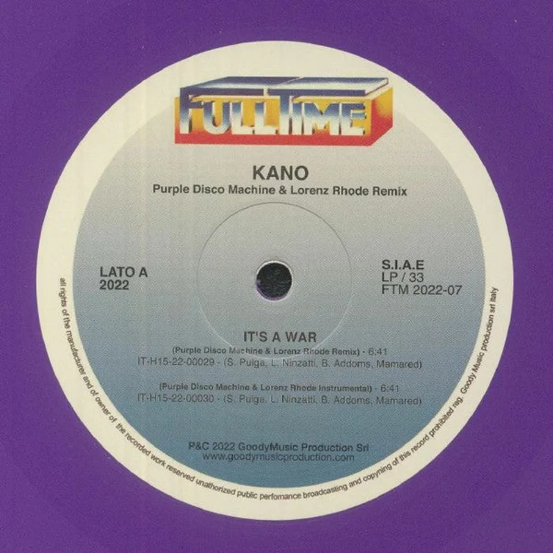 Kano - It's A War (Purple Disco Machine & Lorenz Rhode Remix) (12", Pur) (Mint (M))