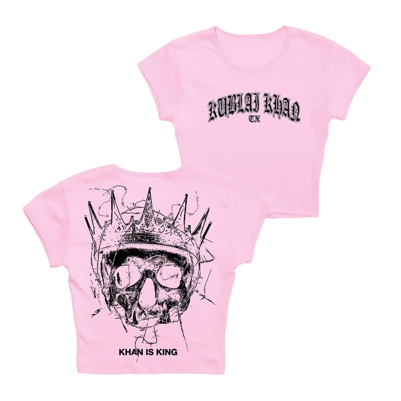Khan Is King Pink Girl's Cropped Baby T-Shirt