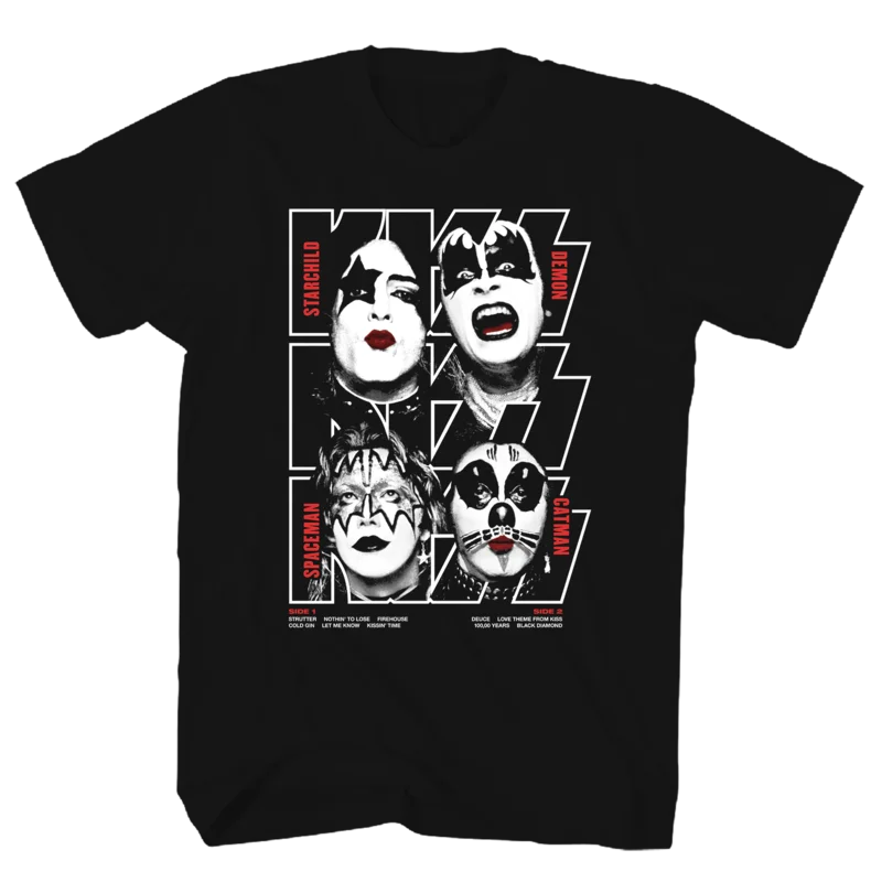 KISS DEBUT ALBUM BLACK TEE BLACK