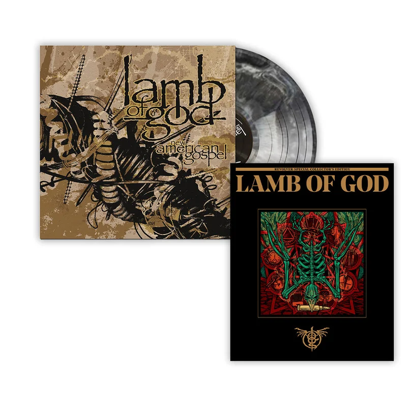 LAMB OF GOD NEW AMERICAN GOSPEL LP (Limited Edition  Only 500 Made, Black and White Nebula Vinyl) + "WARBIRD" COVER SPECIAL COLLECTOR'S EDITION DELUXE MAGAZINE