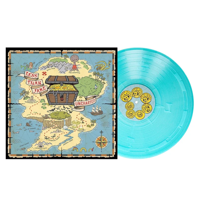 LESS THAN JAKE 'UNCHARTED' EP (Limited Edition  Only 250 Made, Electric Blue Glitter w/ Screen Print B-Side Vinyl)
