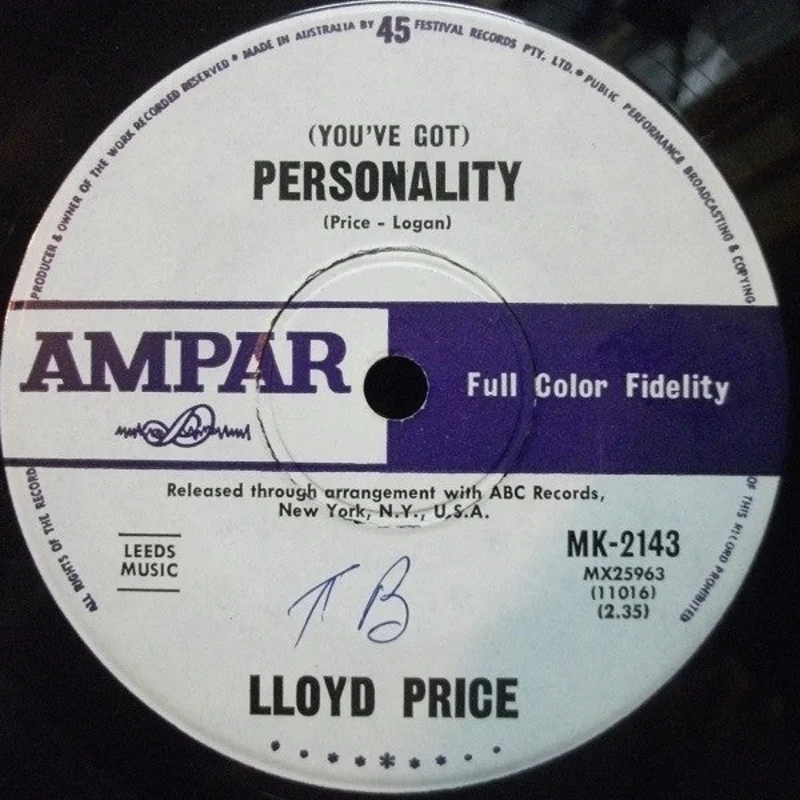Lloyd Price -  Personality / Just Because (7", Single) (Very Good (VG))