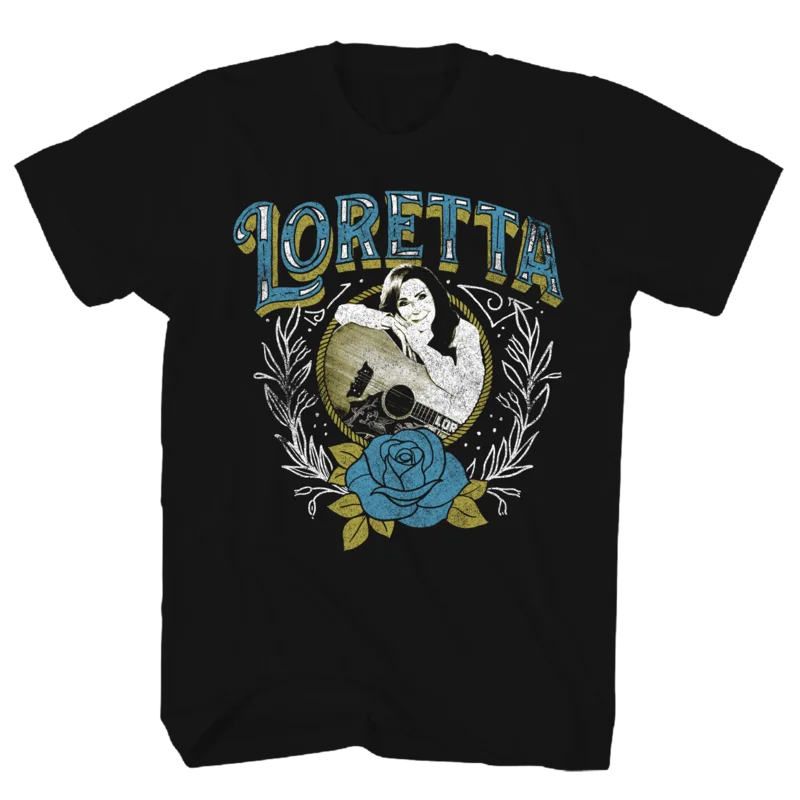 LORETTA LYNN PHOTO ROSE T-SHIRT black