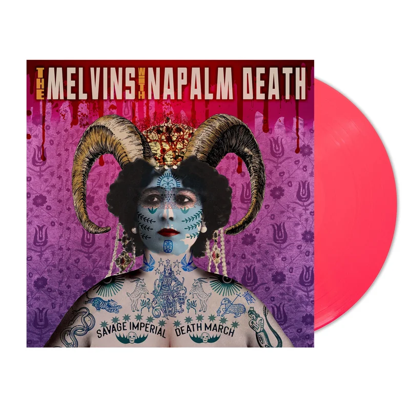 MELVINS & NAPALM DEATH SAVAGE IMPERIAL DEATH MARCH LP (Exclusive  Limited to 300, Neon Coral Vinyl)