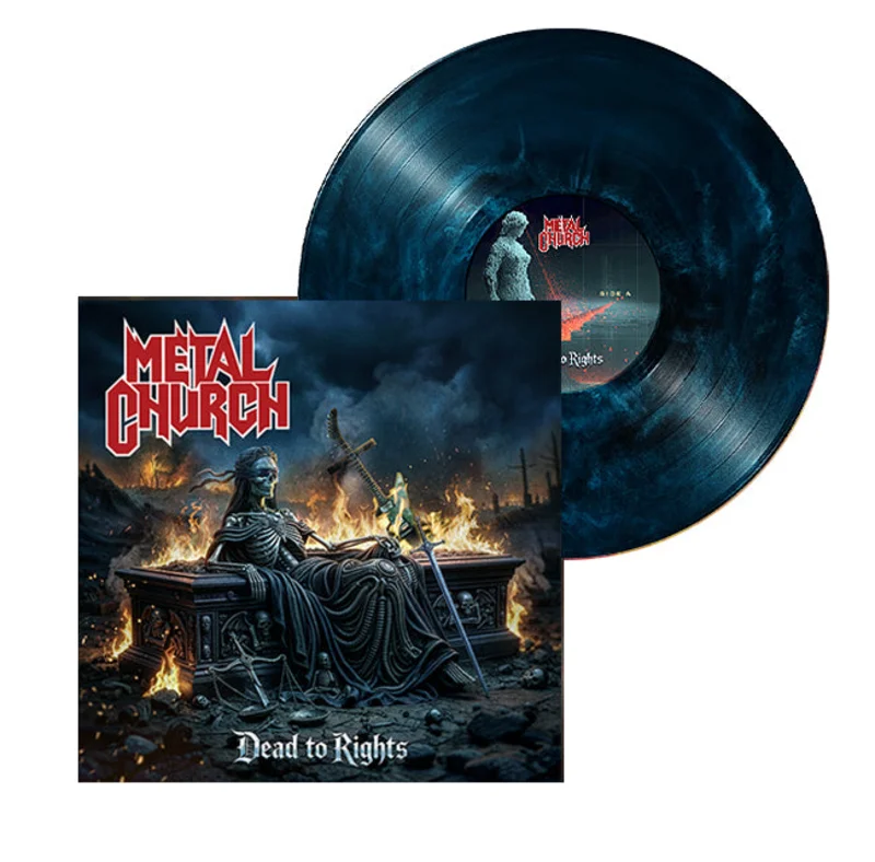 Metal Church "Dead to Rights" Autographed (Azure Blue) Vinyl Record Bundle