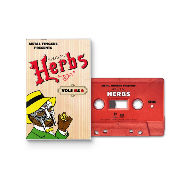 MF DOOM 'METAL FINGERS PRESENTS: SPECIAL HERBS VOL. 5 & 6' CASSETTE (Apple Red)