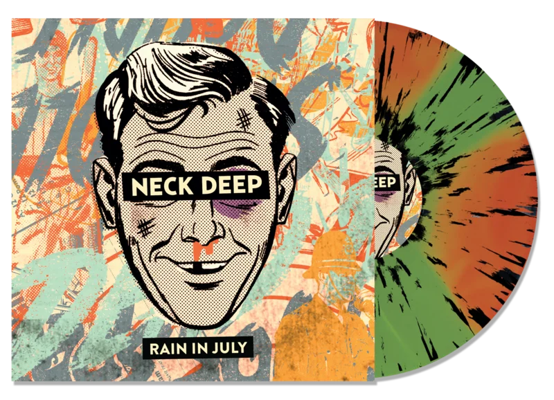 NECK DEEP RAIN IN JULY 10TH ANNIVERSARY LP (Limited Edition  Only 300 made, Transparent Orange & Green Pinwheel w/ Black Splatter Vinyl)