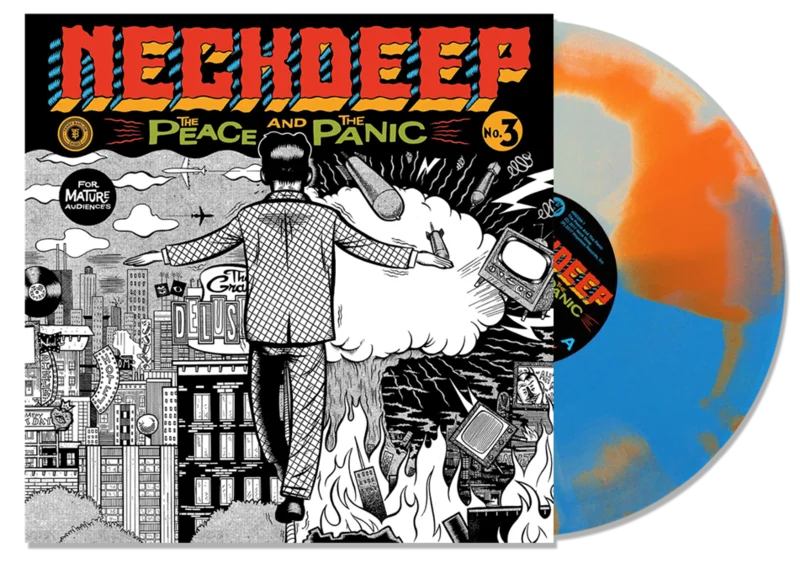 NECK DEEP THE PEACE AND THE PANIC LIMITED-EDITION WHITE, ORANGE, AND BLUE SWIRL LP  ONLY 300 MADE
