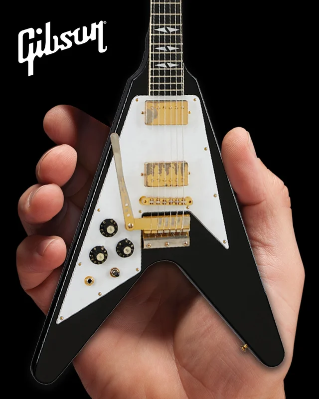 *NEW JIMI HENDRIX GIBSON 1969 FLYING V - LEFT-HANDED EBONY FINISH 1:4 SCALE MINI GUITAR MODEL