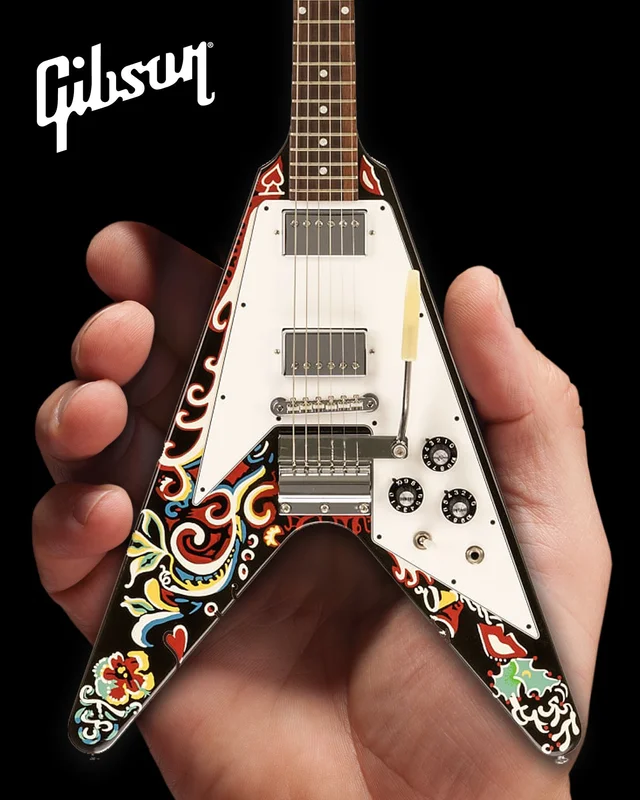 *NEW JIMI HENDRIX GIBSON PSYCHEDELIC FLYING V 1:4 SCALE MINI GUITAR MODEL