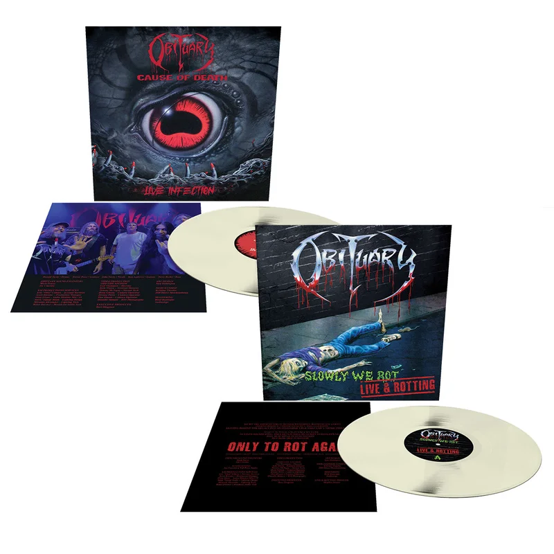 OBITUARY CAUSE OF DEATH - LIVE INFECTION & 'SLOWLY WE ROT - LIVE AND ROTTING' LIVE LP BUNDLE (Limited Edition Bone White Vinyl)
