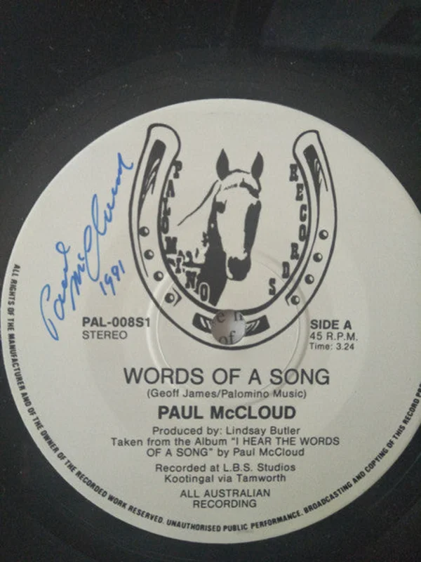 Paul McCloud - Words Of A Song (7", Single) (Very Good Plus (VG+))